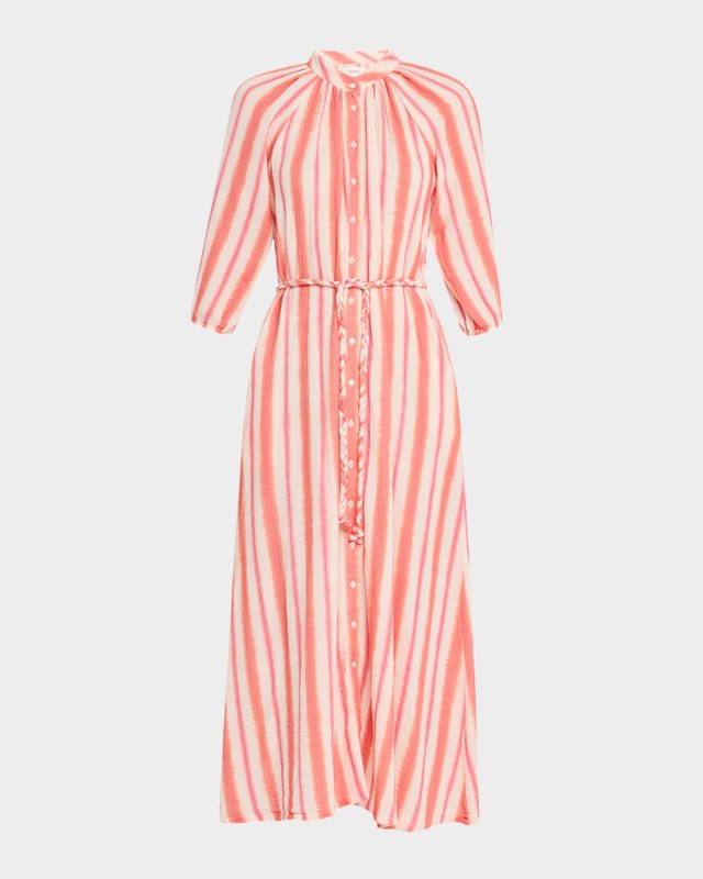 Alicia Striped Cotton Midi Dress